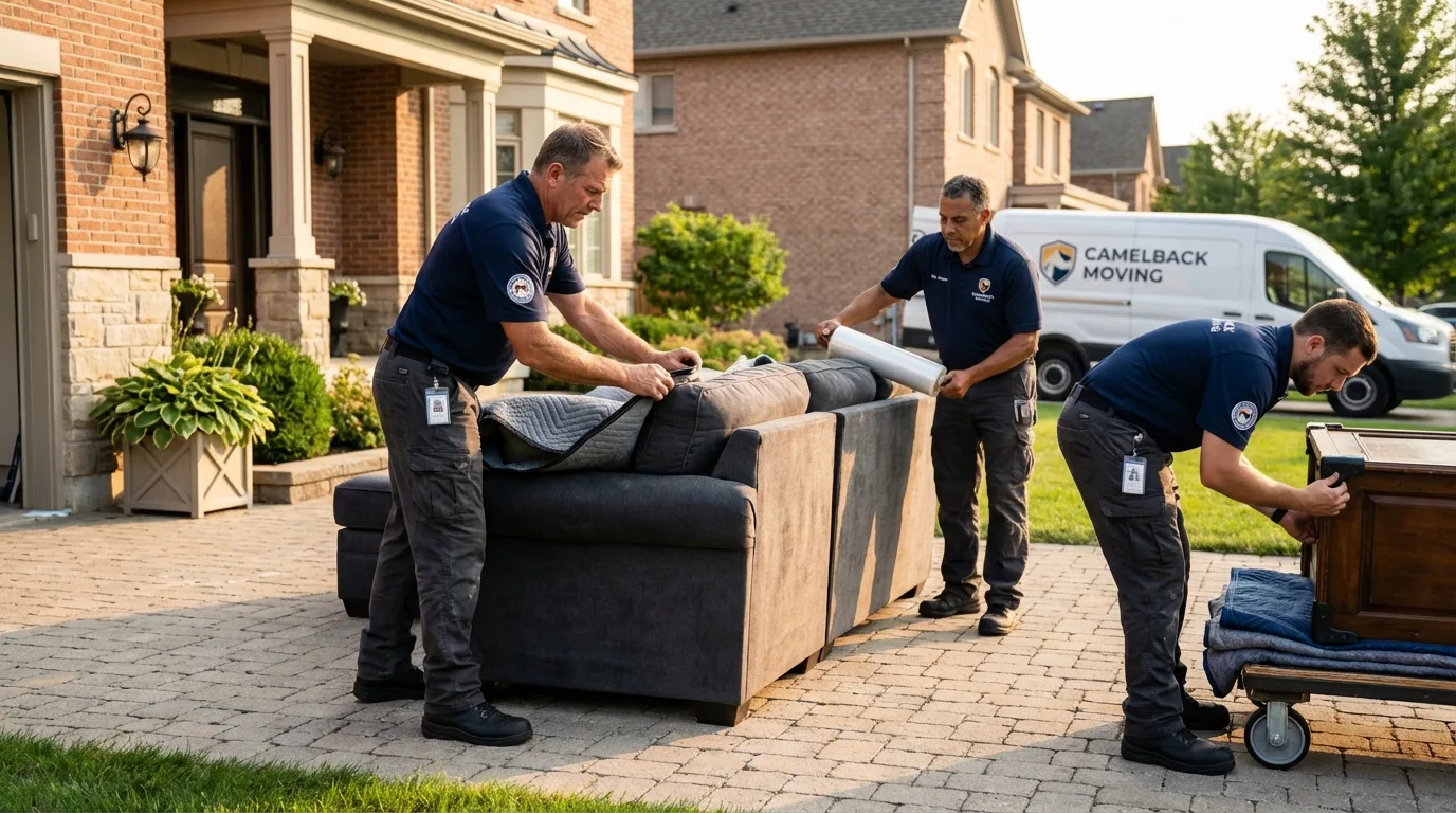 Large estate moving crew wrapping furniture in Truman, MN